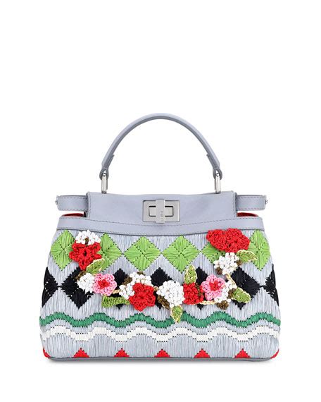 cappello rafia fendi|Fendi Peekaboo Small Raffia Satchel Bag, Multi .